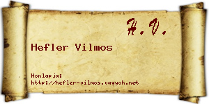 Hefler Vilmos névjegykártya